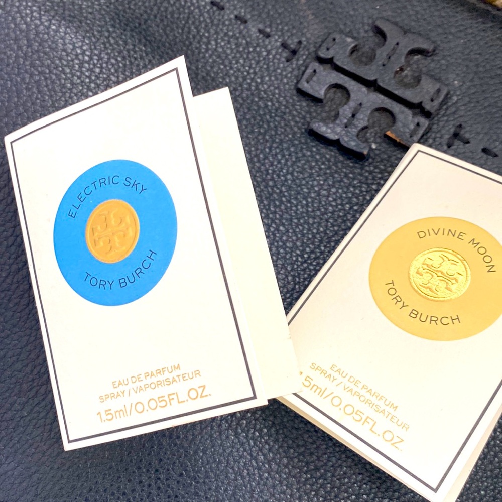 Tory Burch parfume sample, Electric Sky and Divine Moon